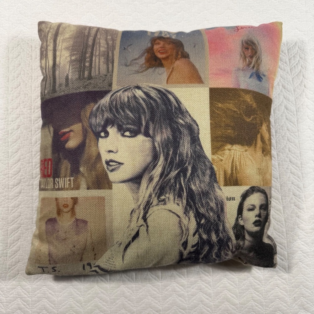 Taylor Swift Red‎ Album Collage Throw Pillow Decorative Square Removable Case